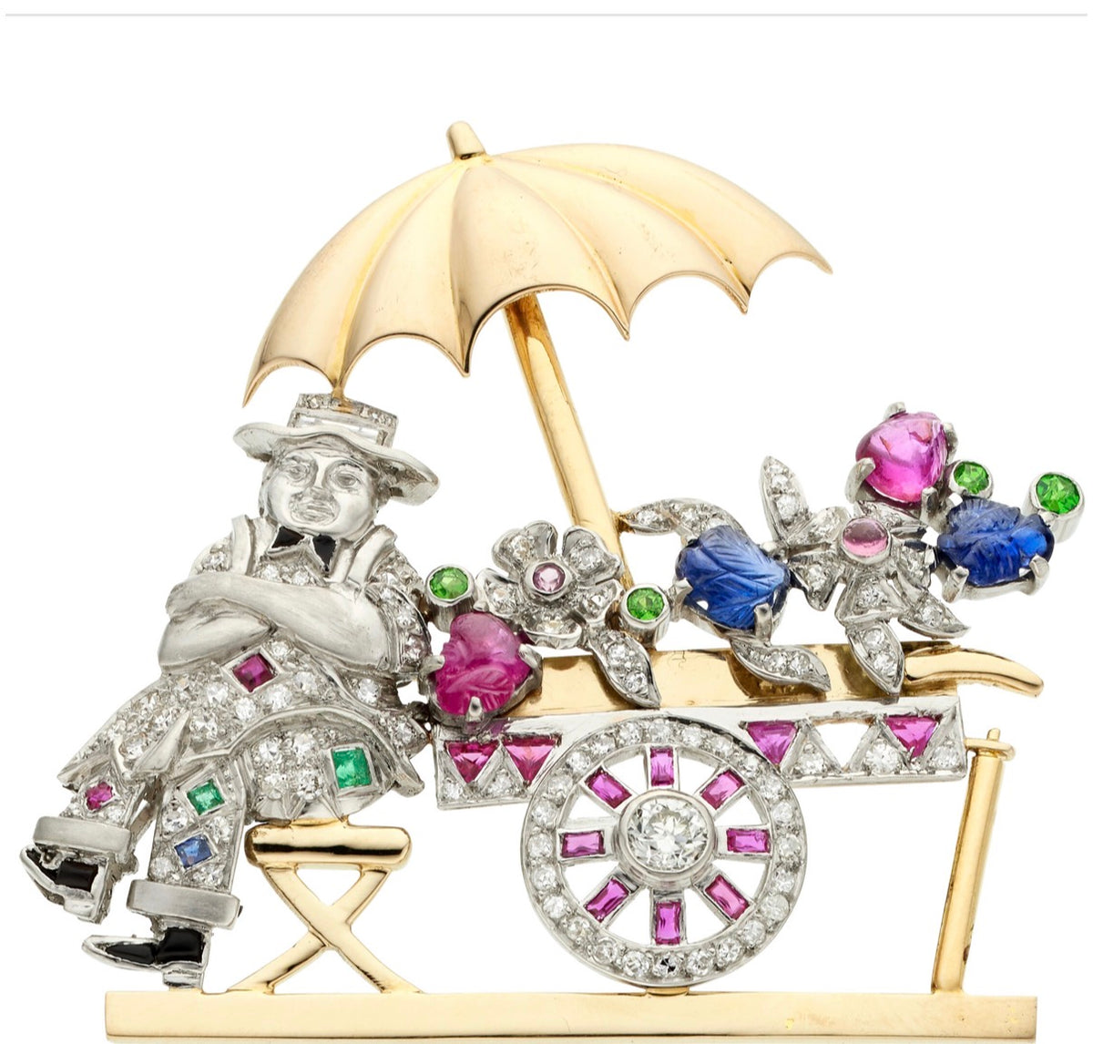 Flower Seller Retro Brooch