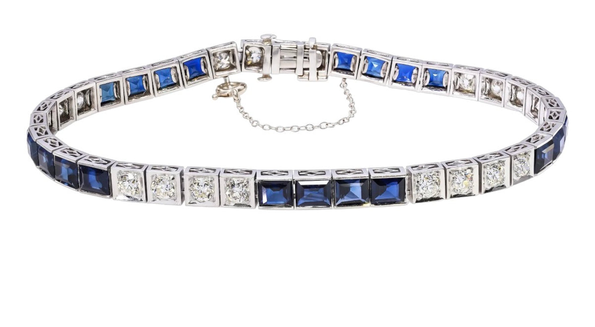 Art Deco Sapphire and Diamond line Bracelet