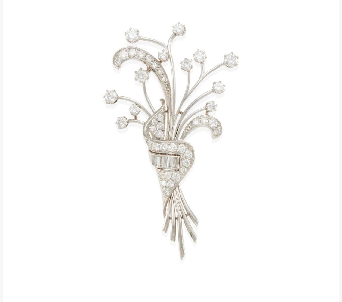 Vintage Platinum Diamond Spray Brooch