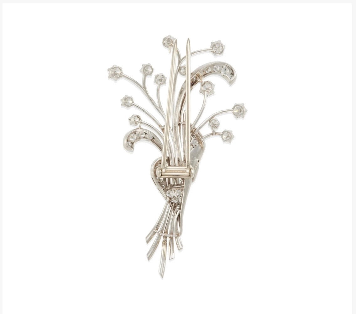 Vintage Platinum Diamond Spray Brooch