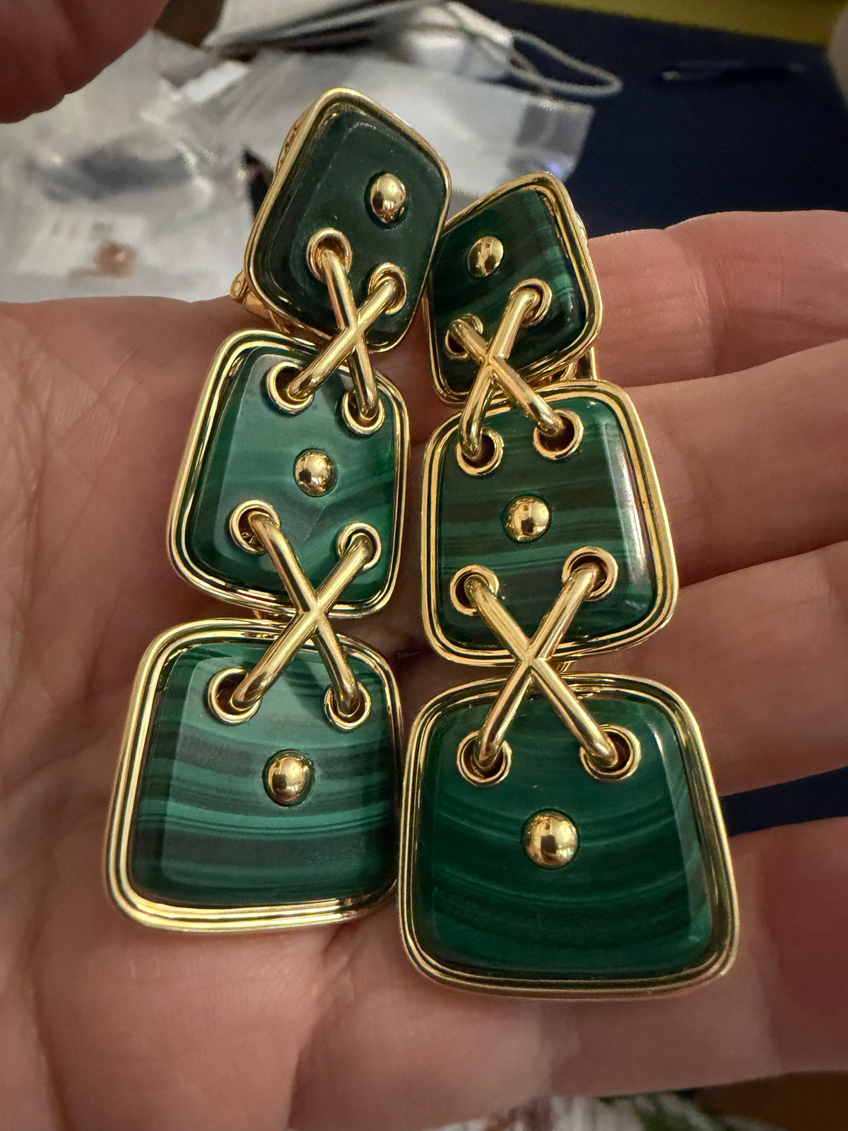 David Webb malachite earrings