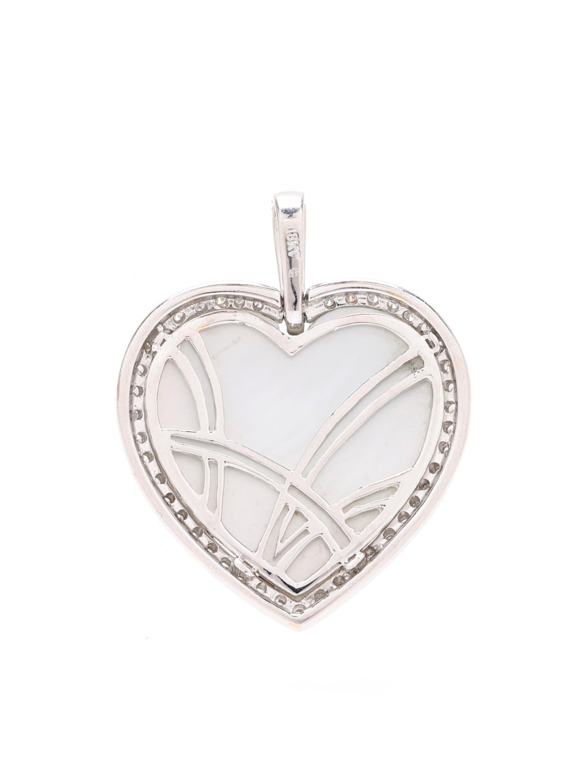 diamond and Mother of Pearl Heart Pendant Brooch