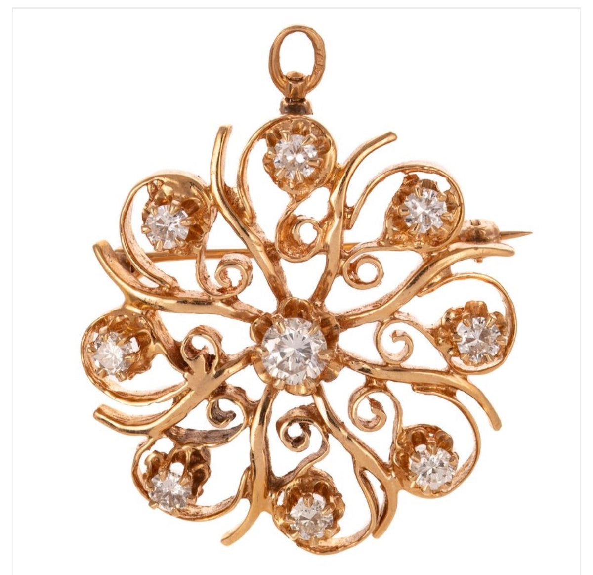 Diamond Pinwheel pendant brooch