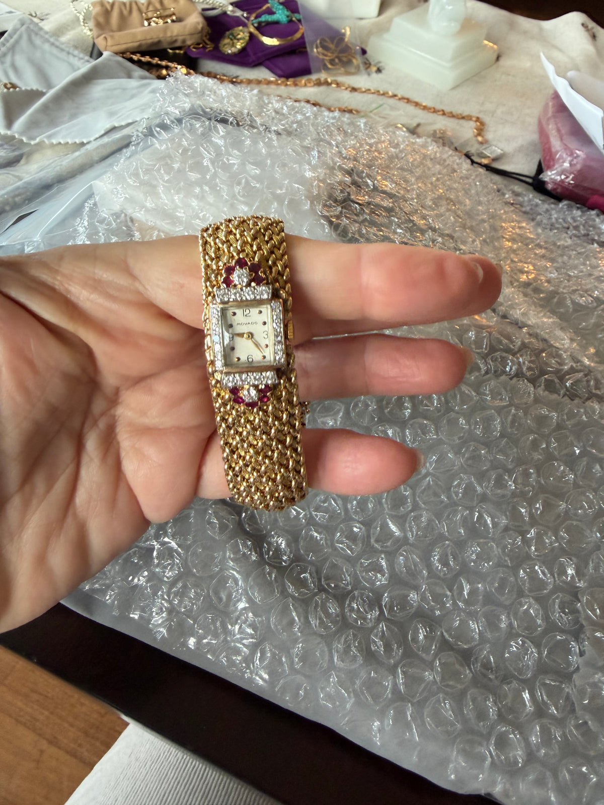 Gold Diamond and Ruby Bracelet Watch