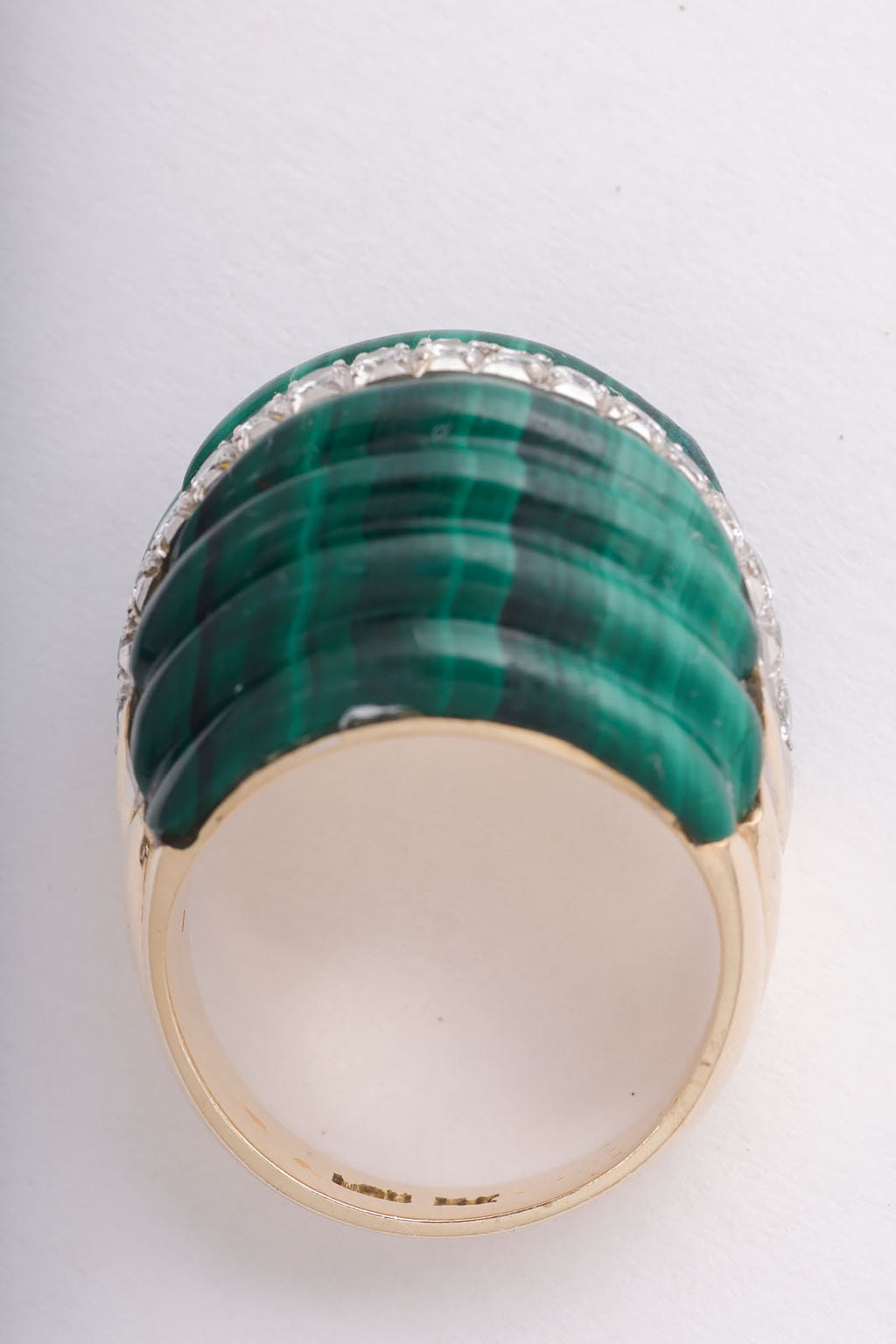 Fluted Malachite and Diamond Cocktail ring