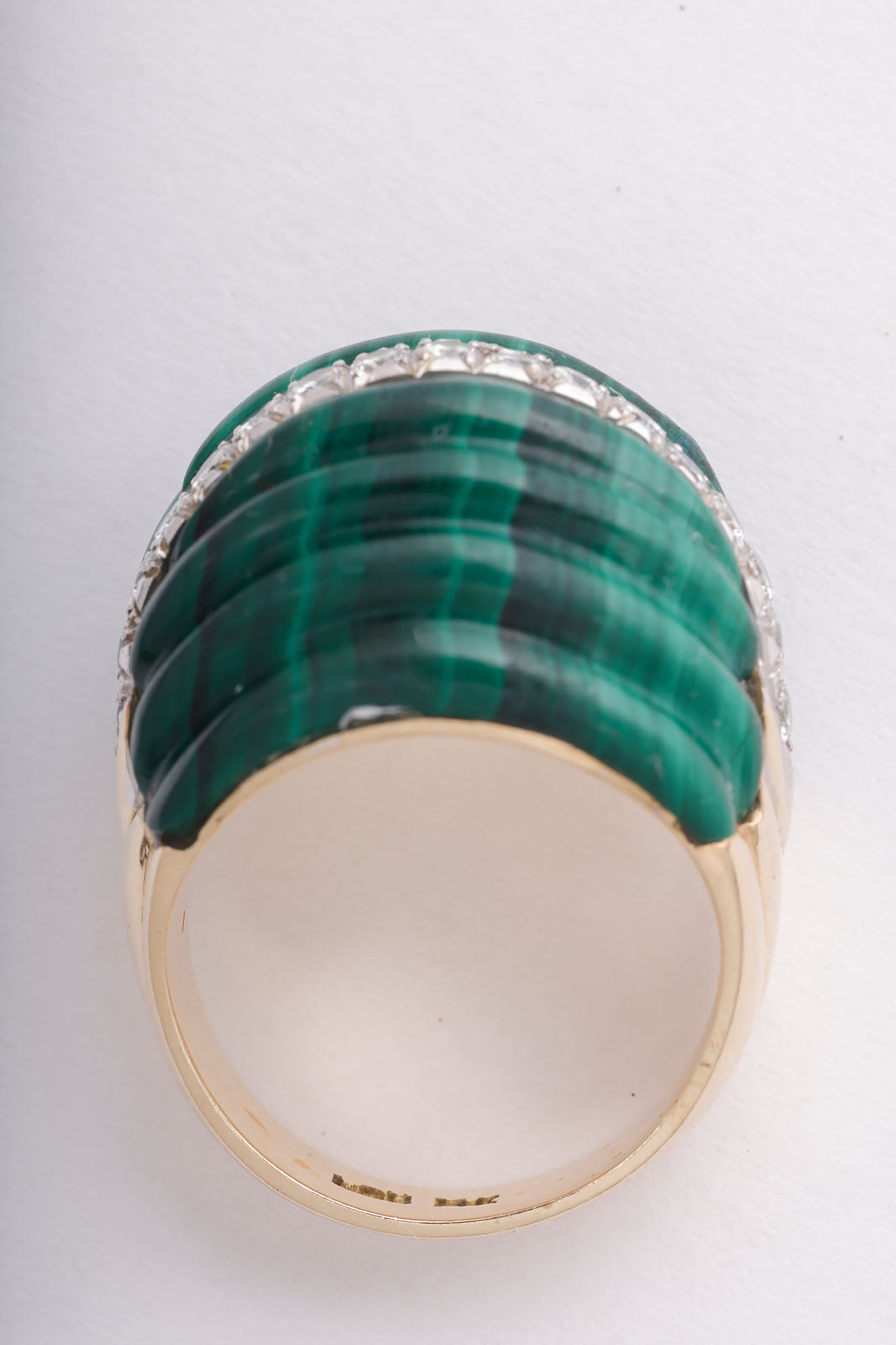 Fluted Malachite and Diamond Cocktail ring