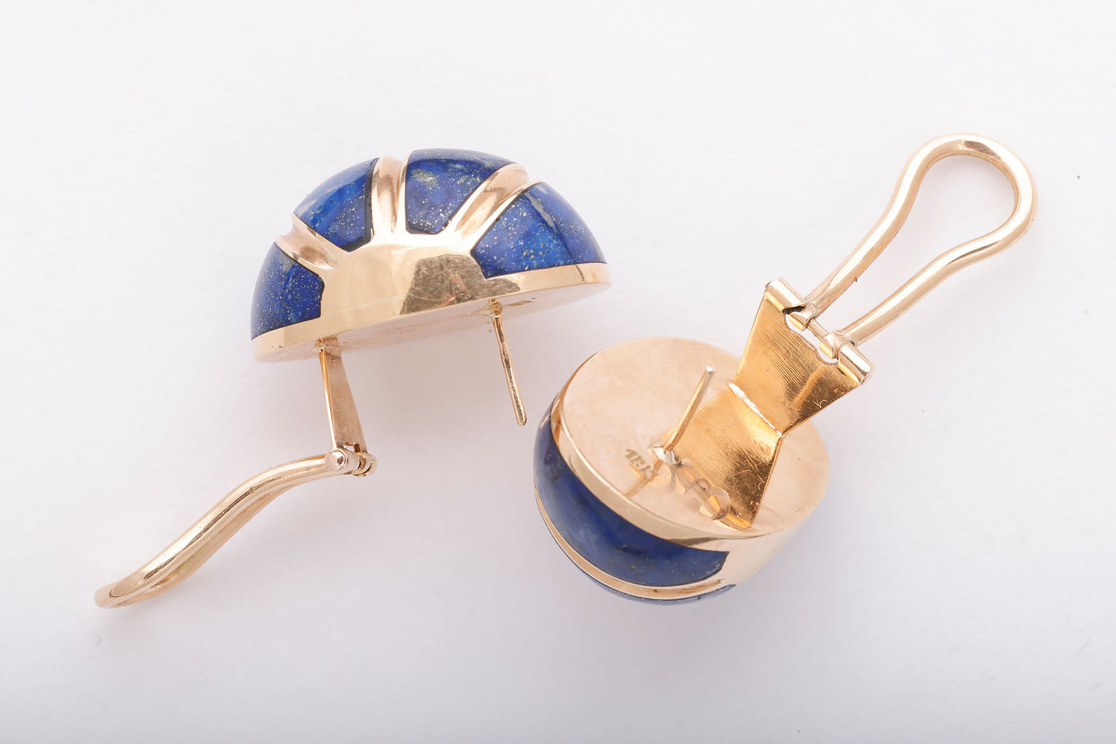 Lapis and Gold  Statement Earrings