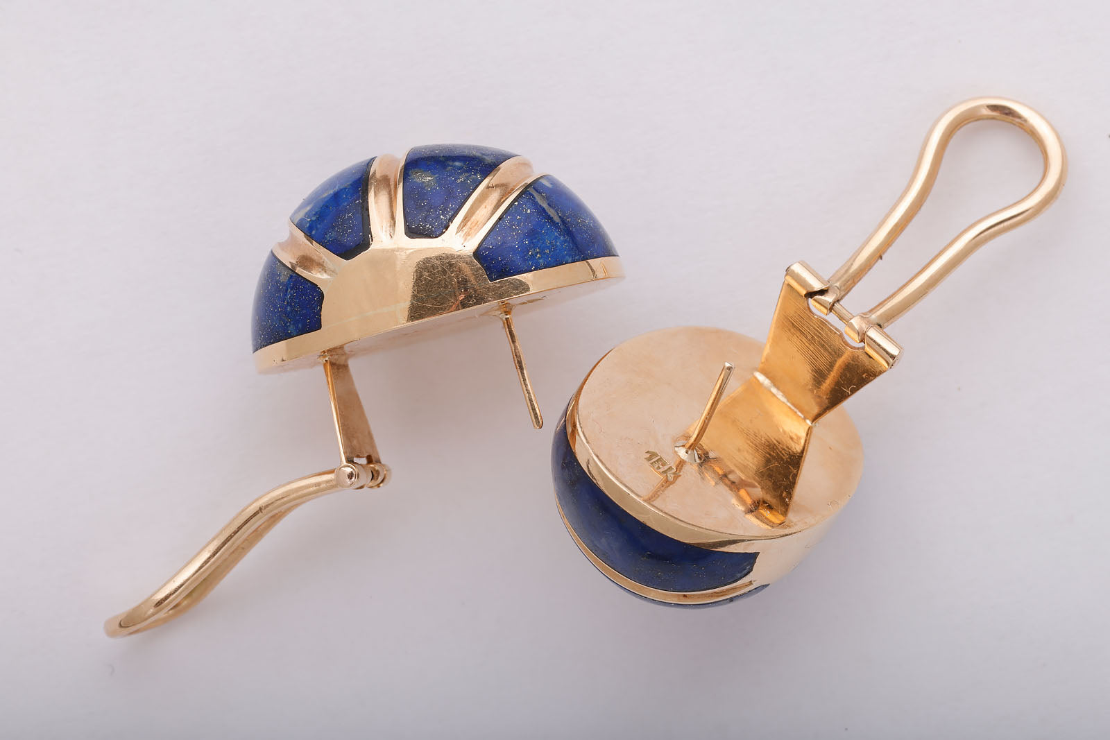 Lapis and Gold  Statement Earrings