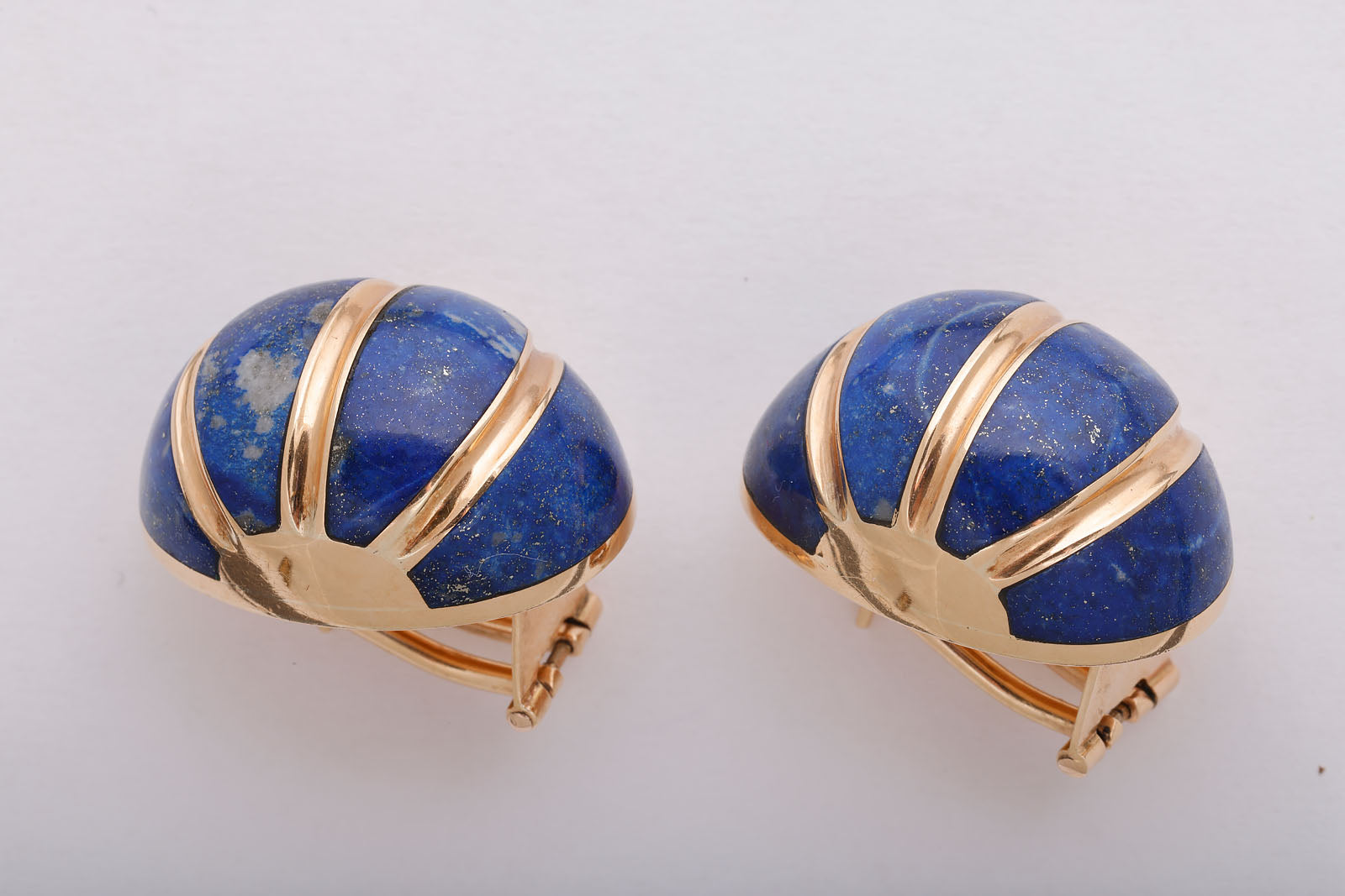 Lapis and Gold  Statement Earrings