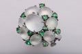 Cluster Moonstone and Demantoid Garnet Gold Earrings