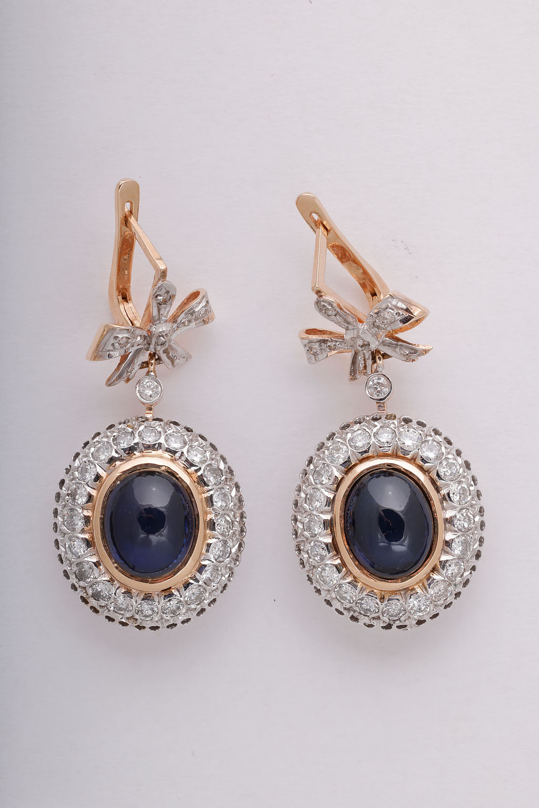Sapphire, Diamond, and Gold Earrings
