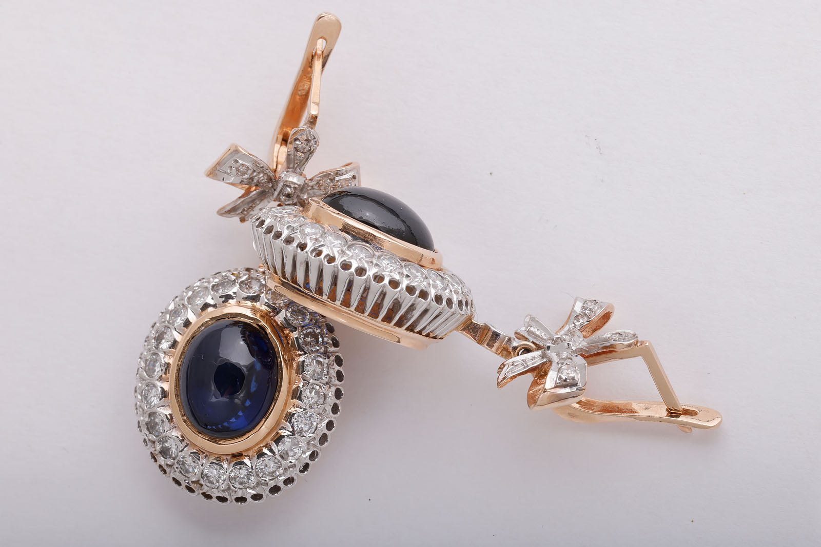 Sapphire, Diamond, and Gold Earrings