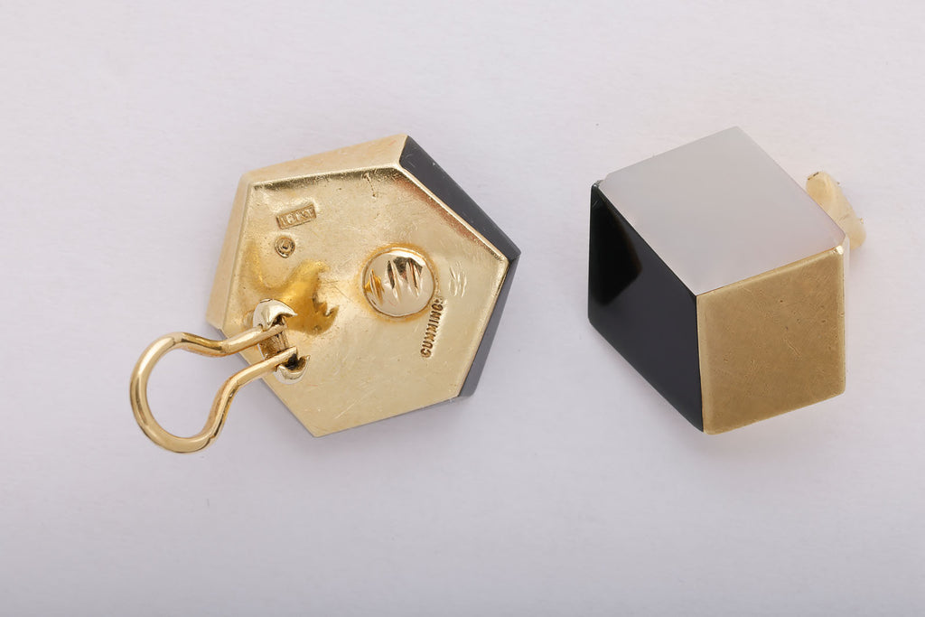 Angela Cummings for Tiffany & Co Geometric Earrings in Gold, Mother of Pearl, and Onyx