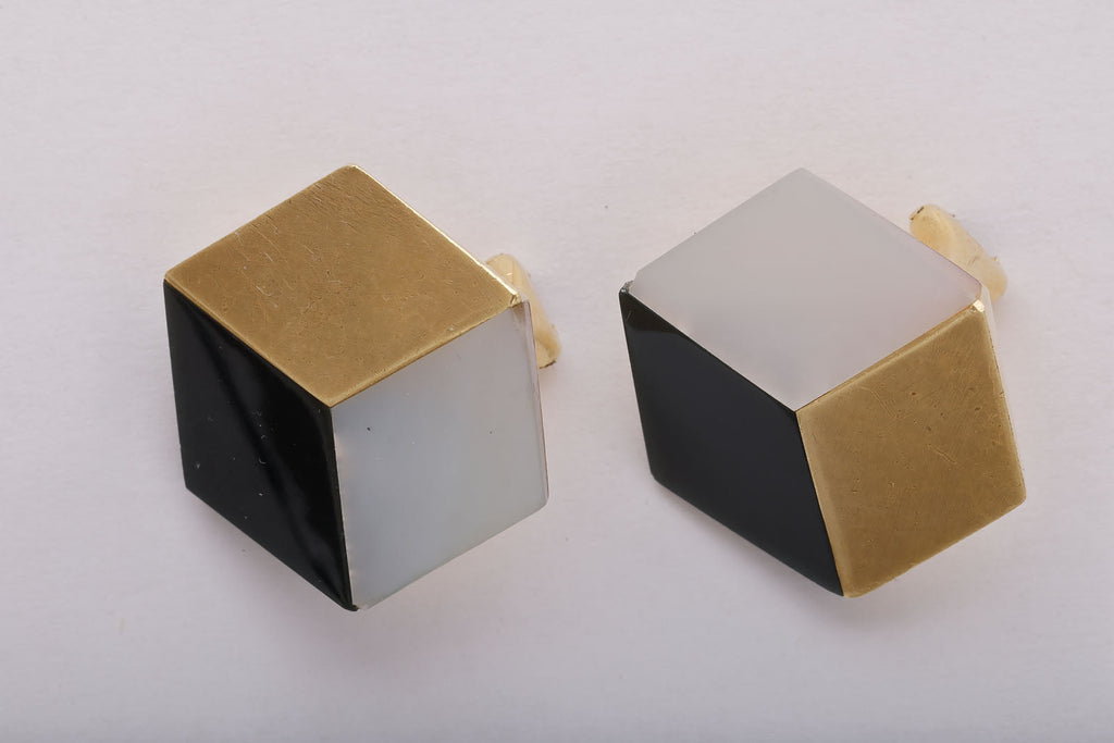 Angela Cummings for Tiffany & Co Geometric Earrings in Gold, Mother of Pearl, and Onyx