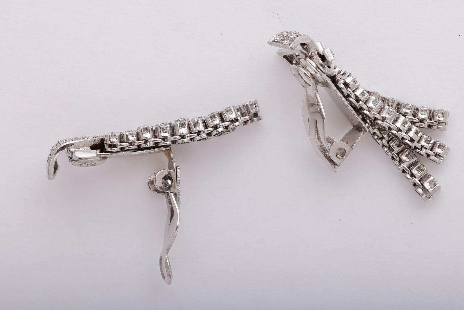 Glamorous 1950's Diamond, Platinum and White Gold Earrings