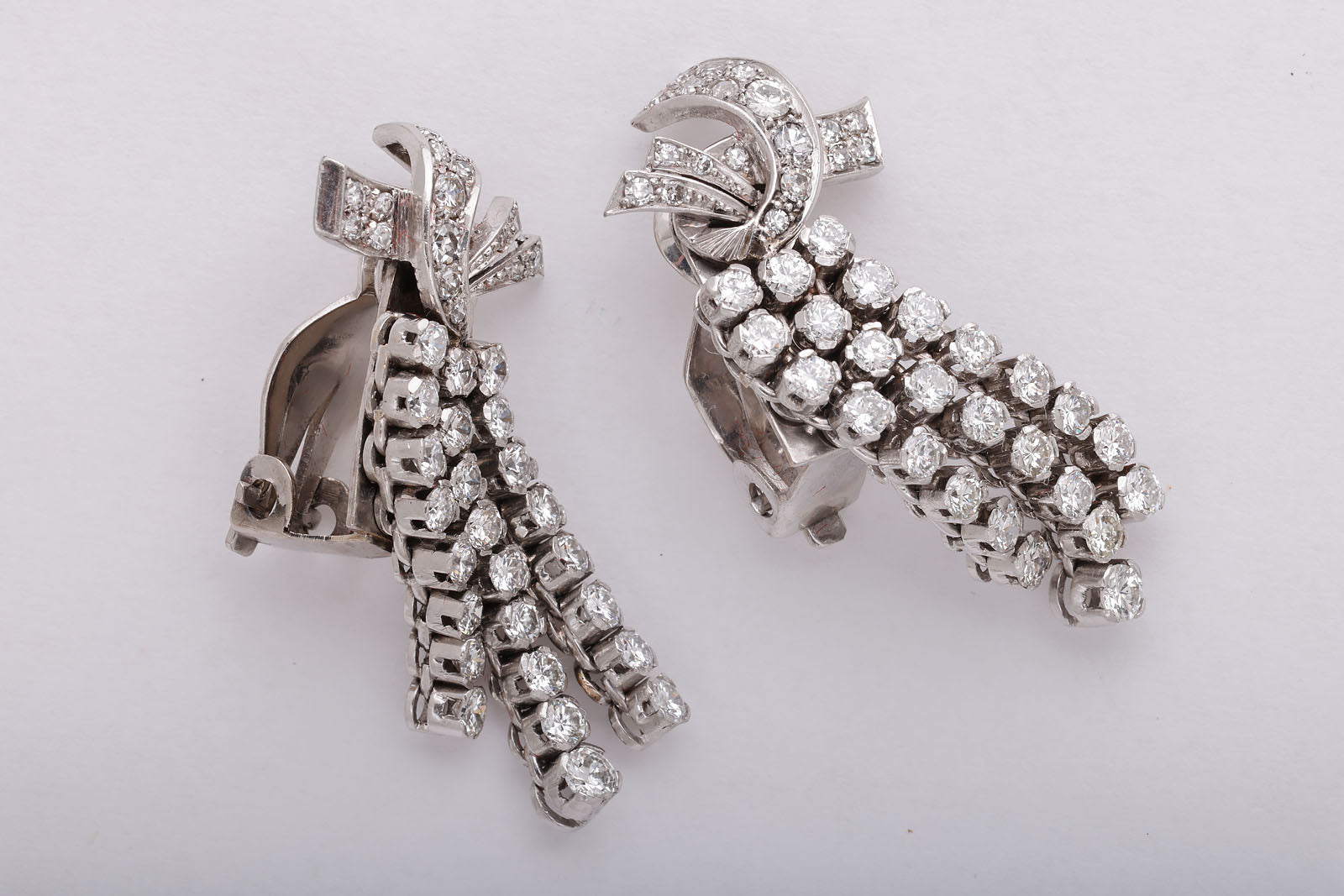 Glamorous 1950's Diamond, Platinum and White Gold Earrings