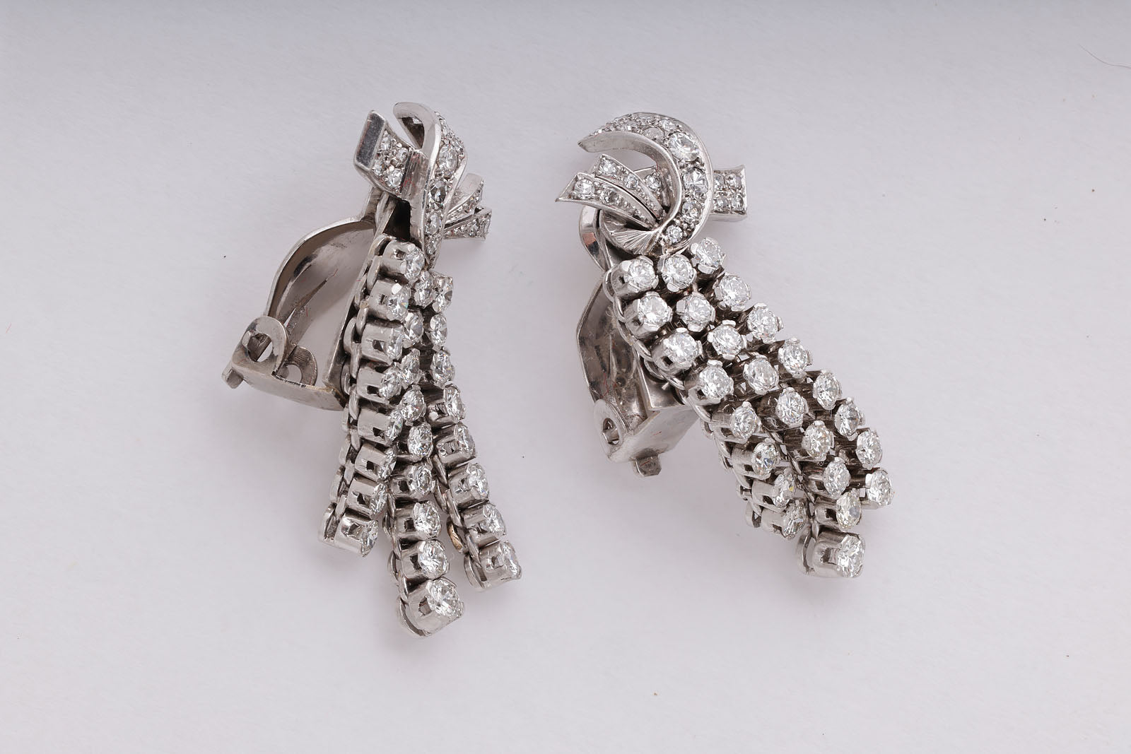 Glamorous 1950's Diamond, Platinum and White Gold Earrings