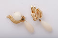 Angel Skin Coral and Gold Clip Earrings