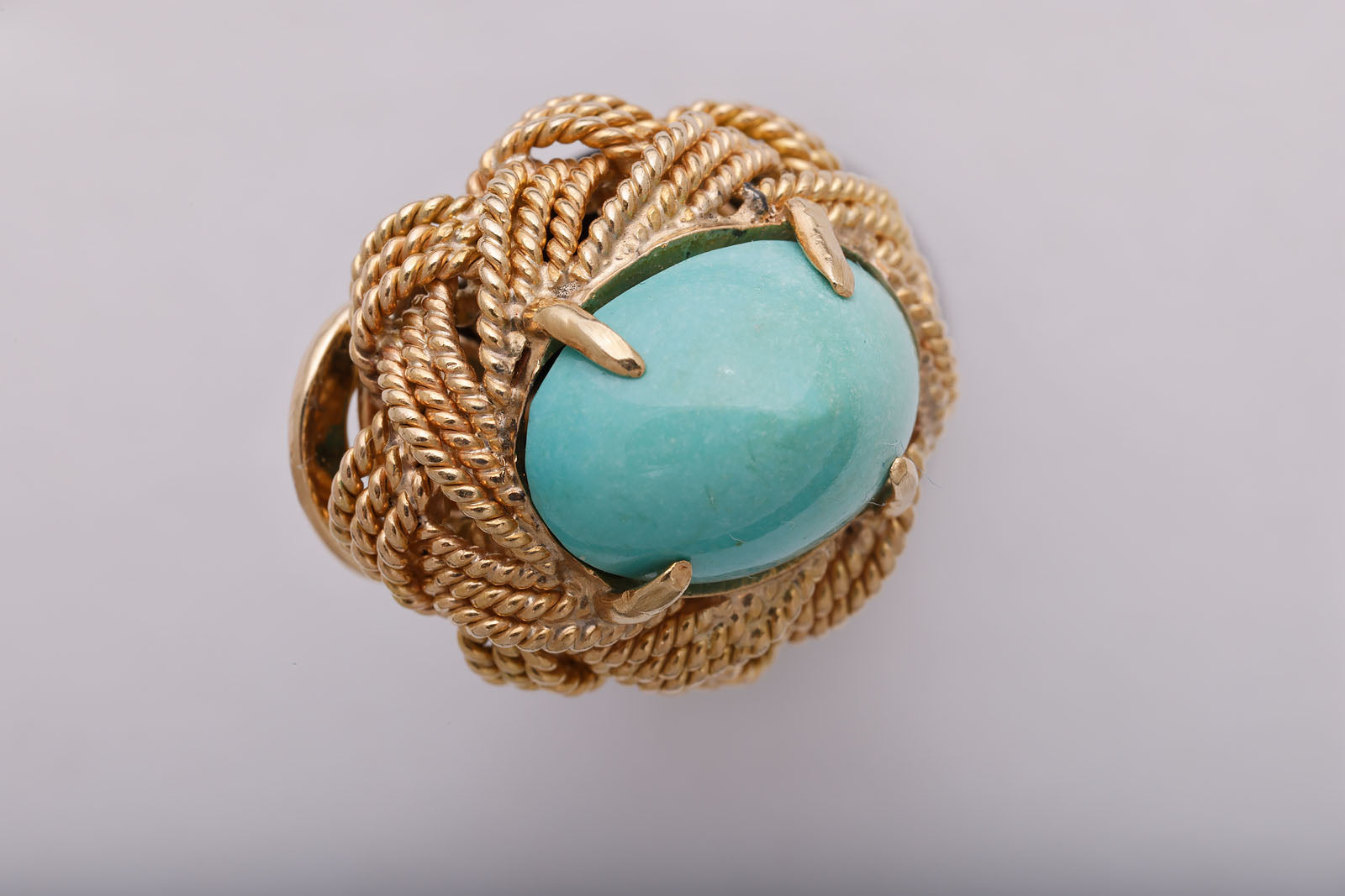 Mid Century Turquoise and Gold Earrings