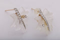 Rock Crystal, Gold, and Diamond Leaf Earrings