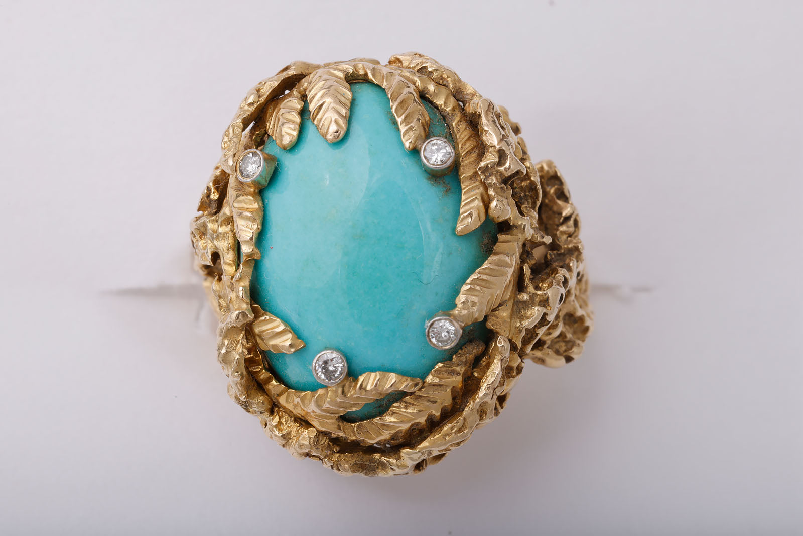 Turquoise and Diamond Cocktail Ring
