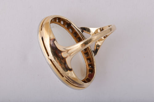 Antique Edwardian Moonstone and Diamond Ring in Platinum and Gold