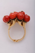 French Beaded Coral Ring in Gold