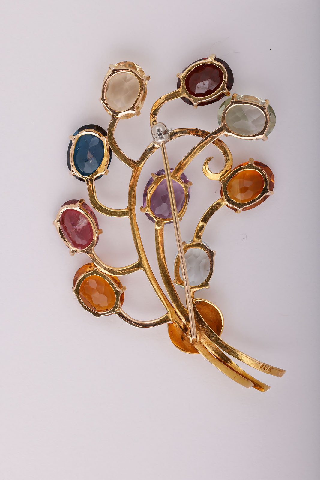 Multicolored Gemstone Brooch in 18k Gold
