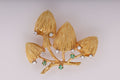 Gold Mushroom Brooch with Diamonds and Emeralds