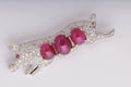 Diamond and Cabochon Ruby Pig Brooch in White Gold