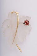 Tiffany and Co Ladybug and Leaf Carved Rock Crystal Brooch