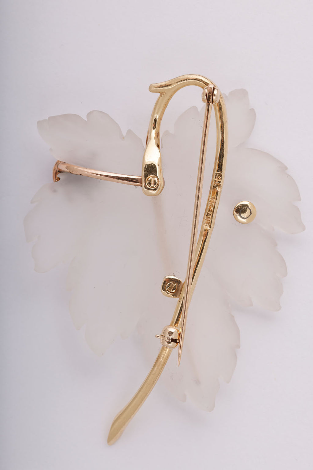 Tiffany and Co Ladybug and Leaf Carved Rock Crystal Brooch