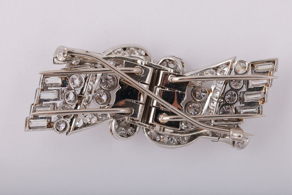 Diamond and Platinum Double Clip Brooch