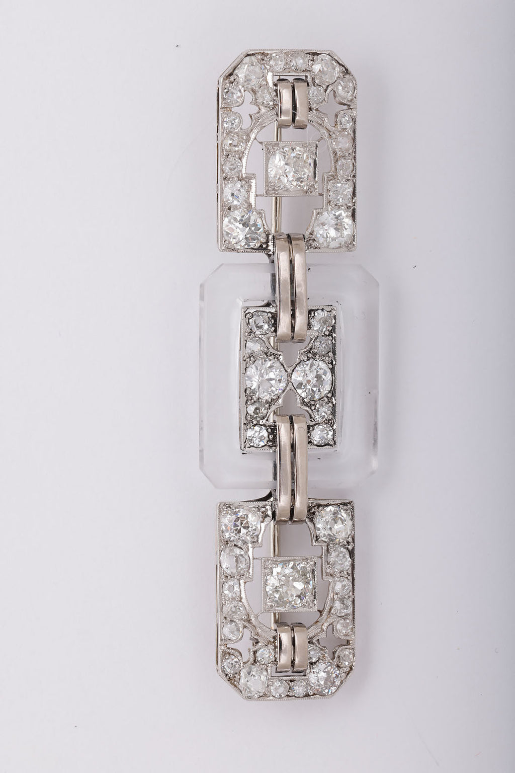 Art Deco Rock Crystal and Diamond pin brooch