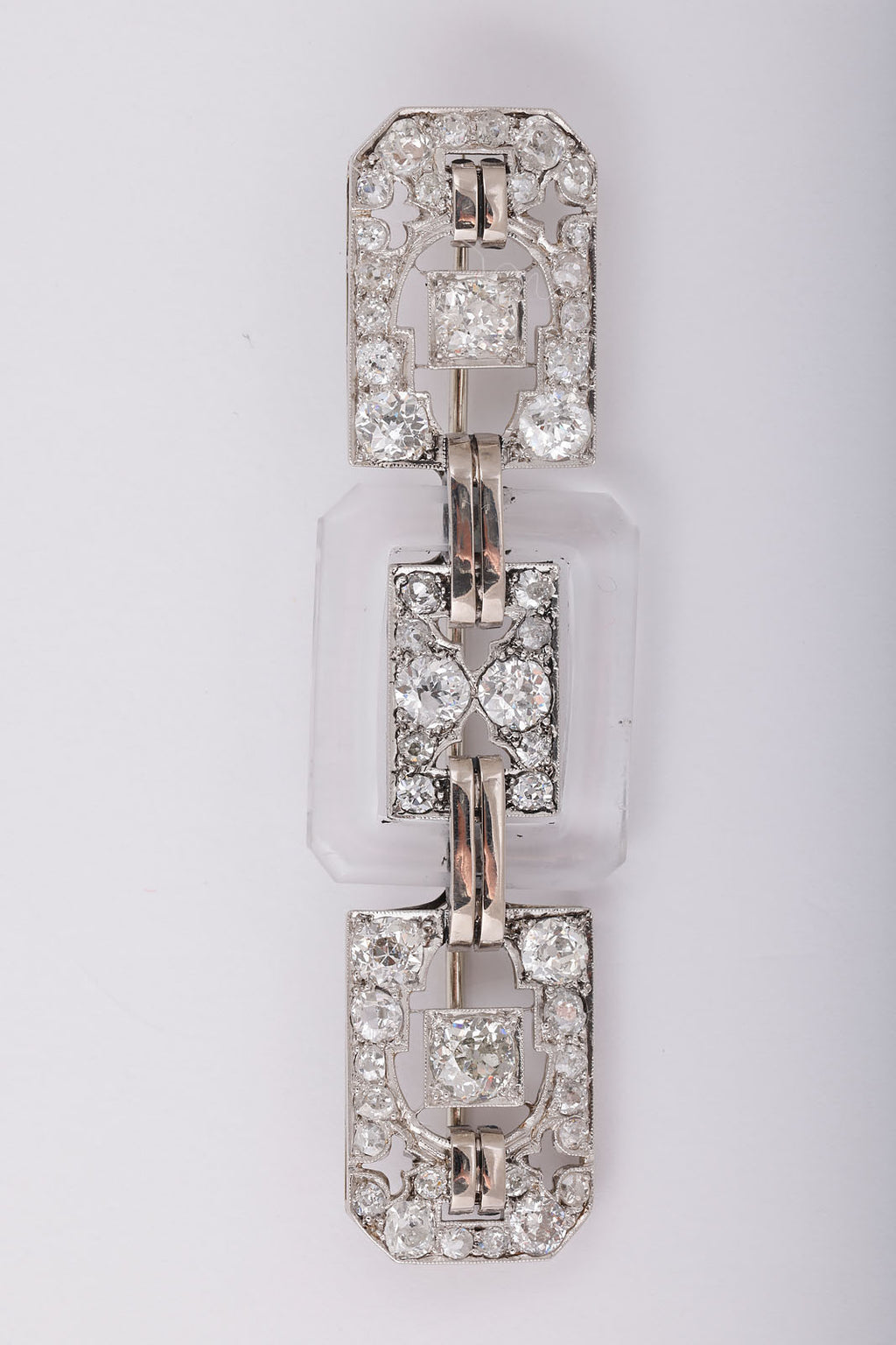 Art Deco Rock Crystal and Diamond pin brooch