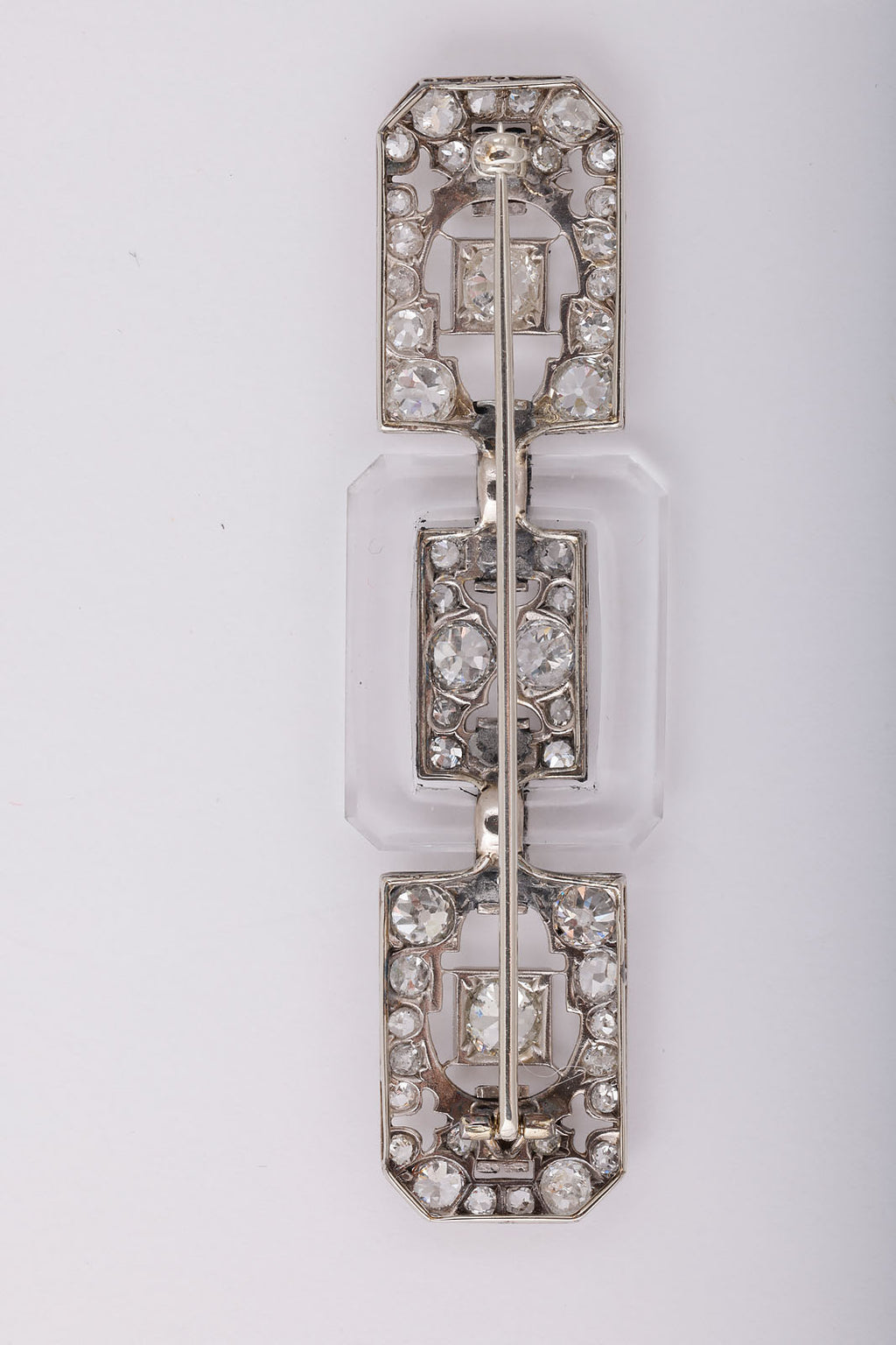 Art Deco Rock Crystal and Diamond pin brooch