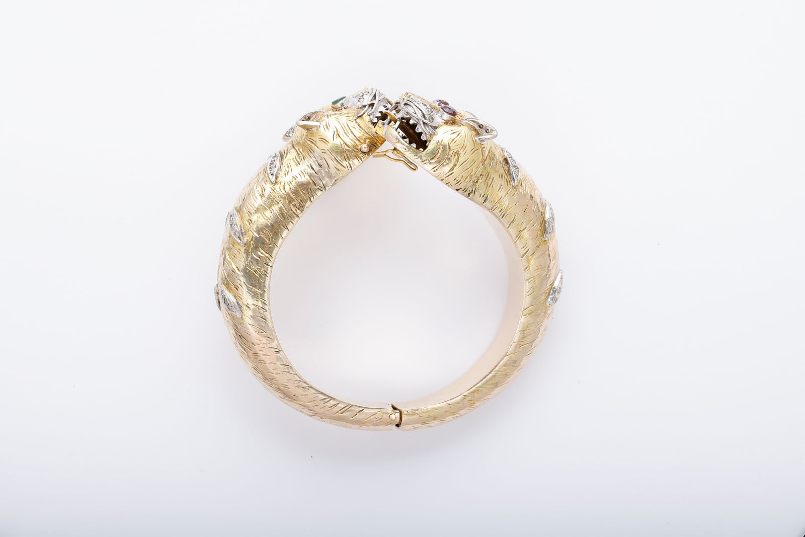Gold, Ruby, Emerald, and Diamond Chimera Bangle Bracelet