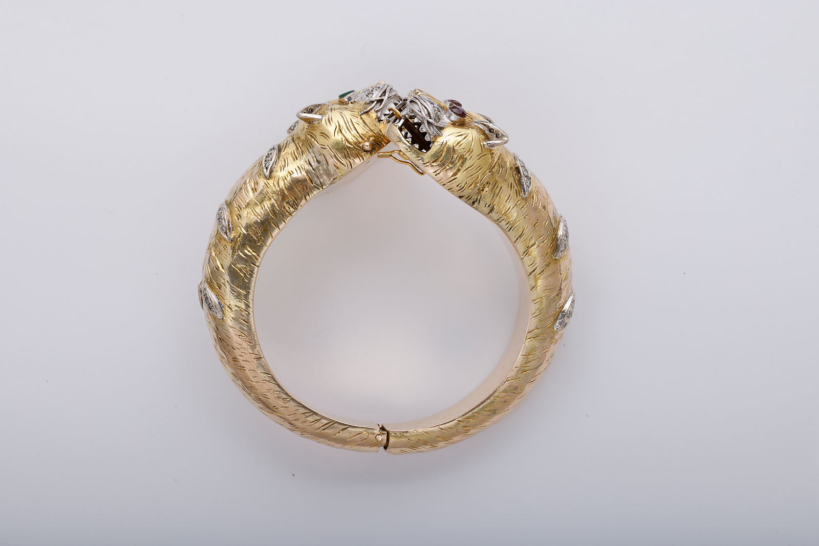 Gold, Ruby, Emerald, and Diamond Chimera Bangle Bracelet