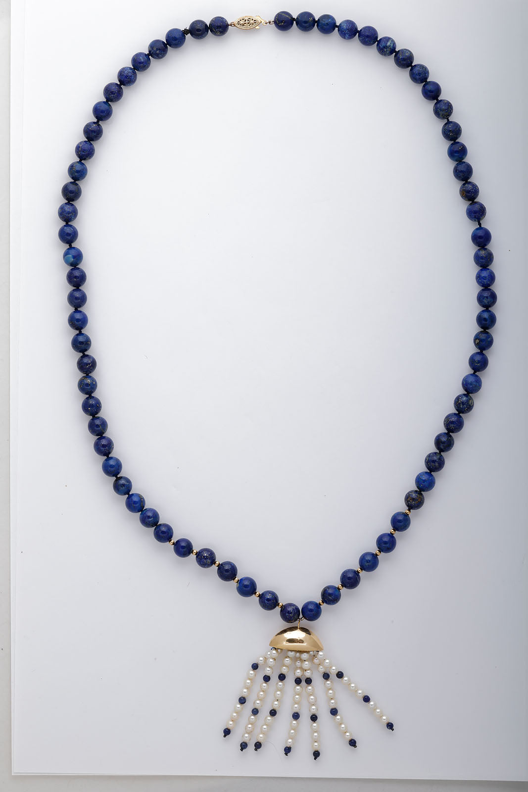 Lapis Lazuli, Pearl, and Gold Satoir Necklace