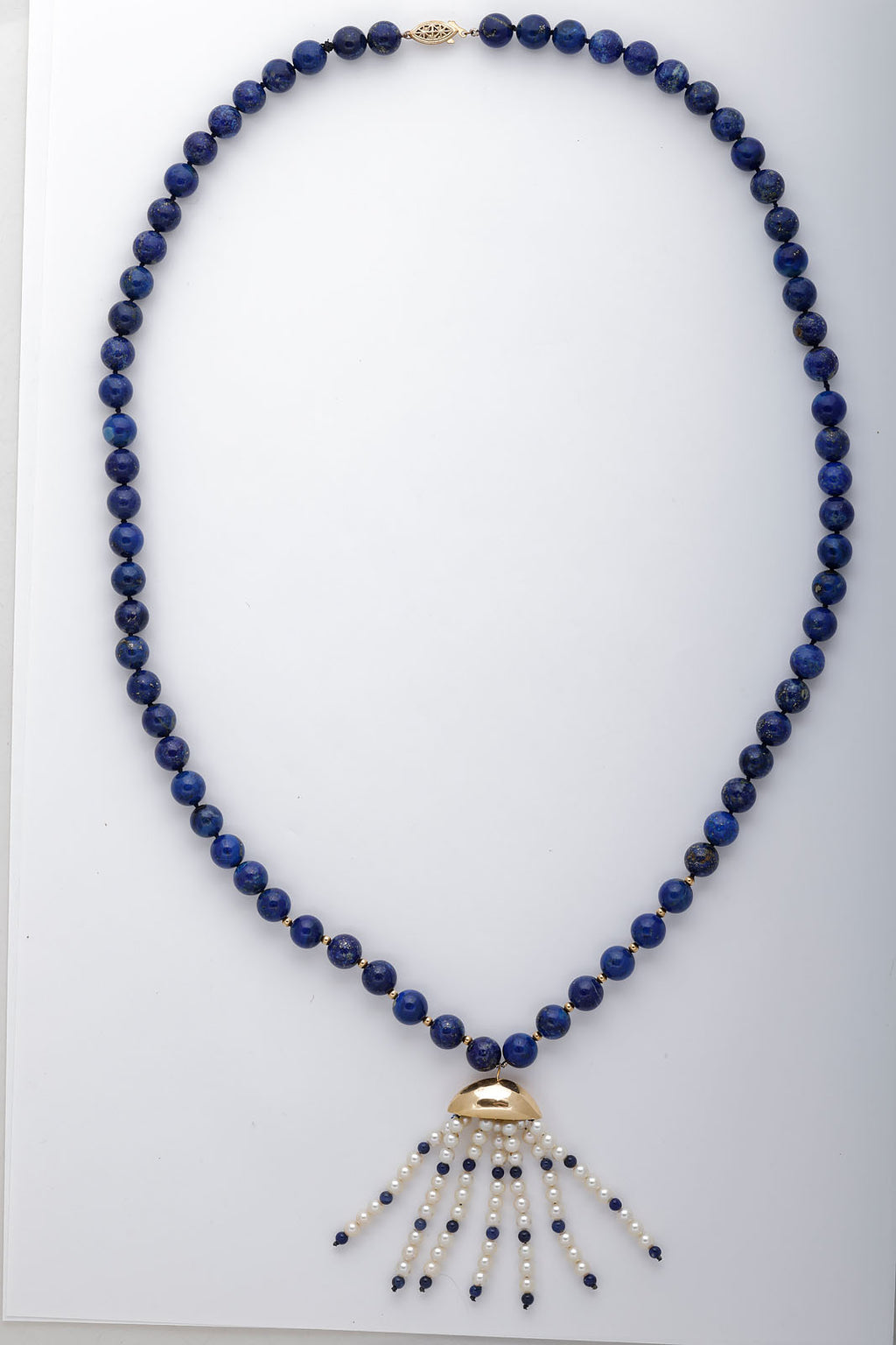 Lapis Lazuli, Pearl, and Gold Satoir Necklace