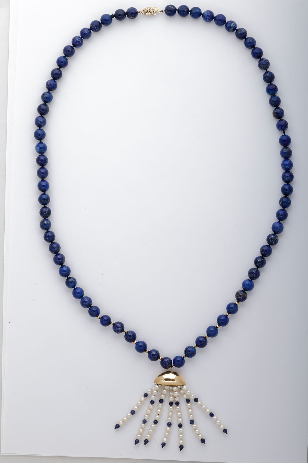Lapis Lazuli, Pearl, and Gold Satoir Necklace
